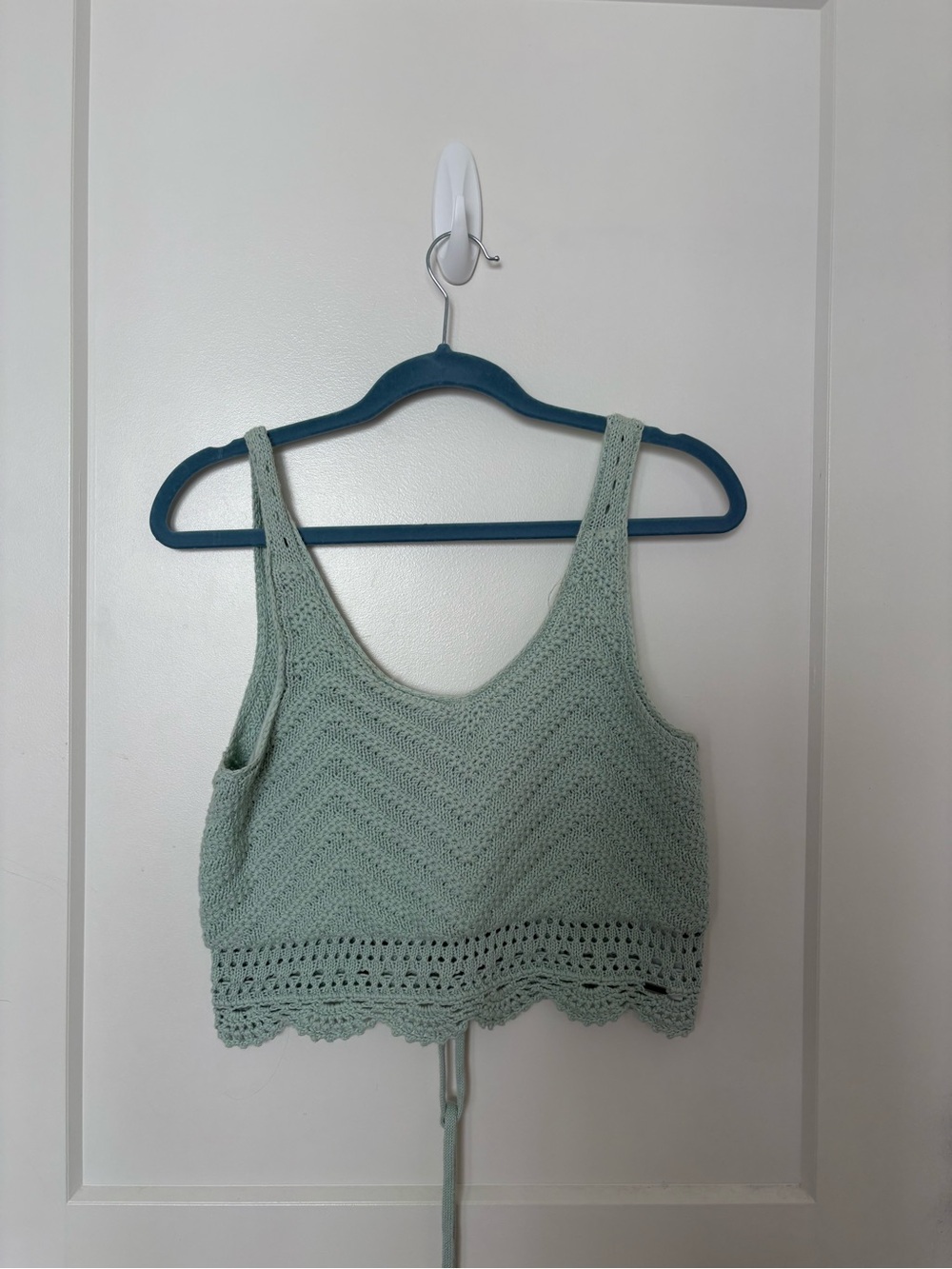 Hollister Sage Green Crochet Crop Tank